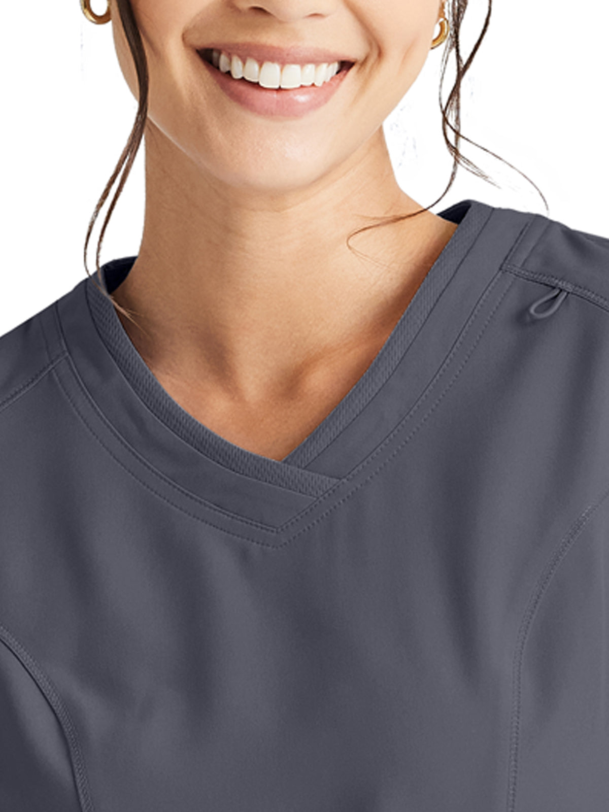 Women's 4-Pocket V-Neck Top - IP727A - Pewter