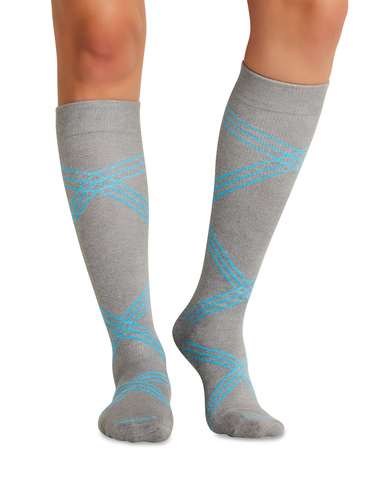 Unisex Knee High 15-20 mmHg Compression Socks - LXSUPPORT - Twisted Turquoise