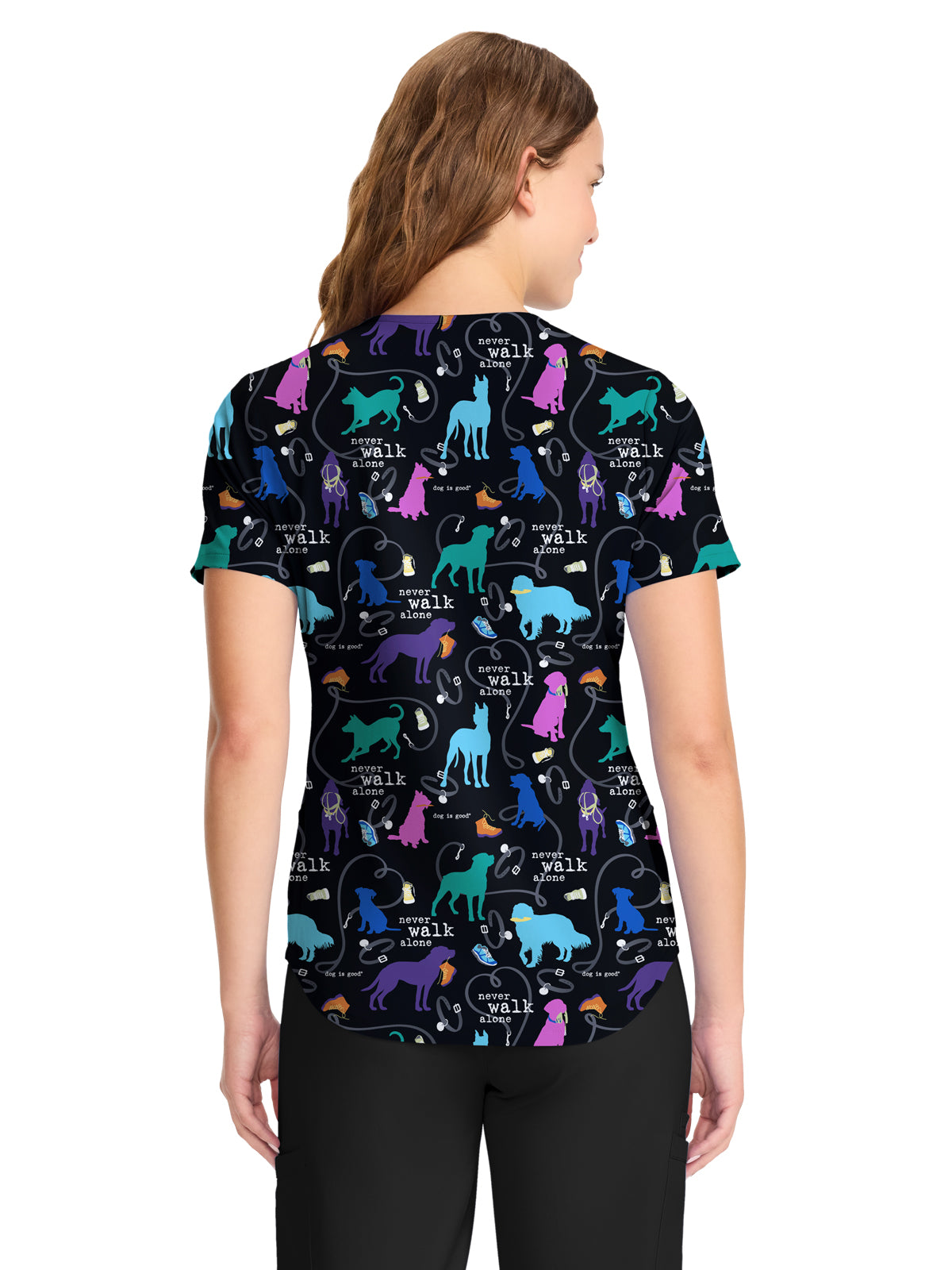 Women's V-Neck Print Top - TF737 - Walking Buddy