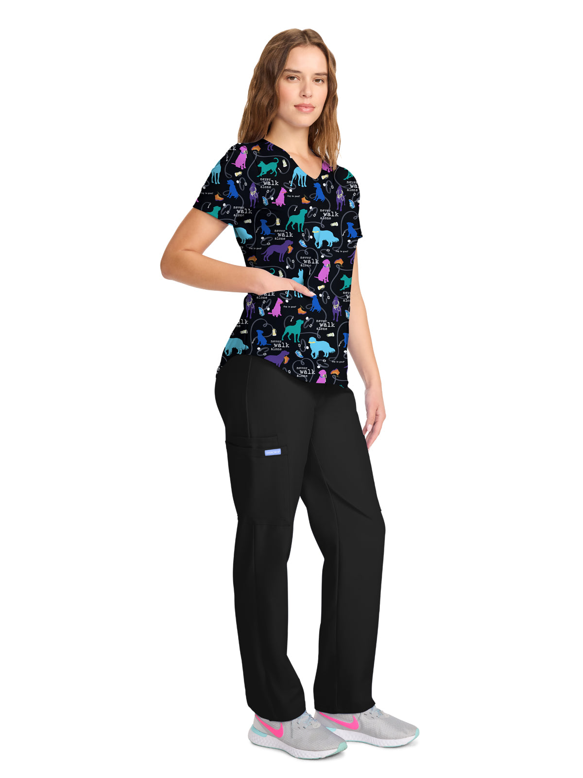 Women's V-Neck Print Top - TF737 - Walking Buddy