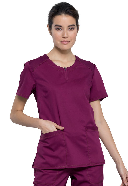 Women's 3-Pocket Round Neck Top - WW602 - Wine