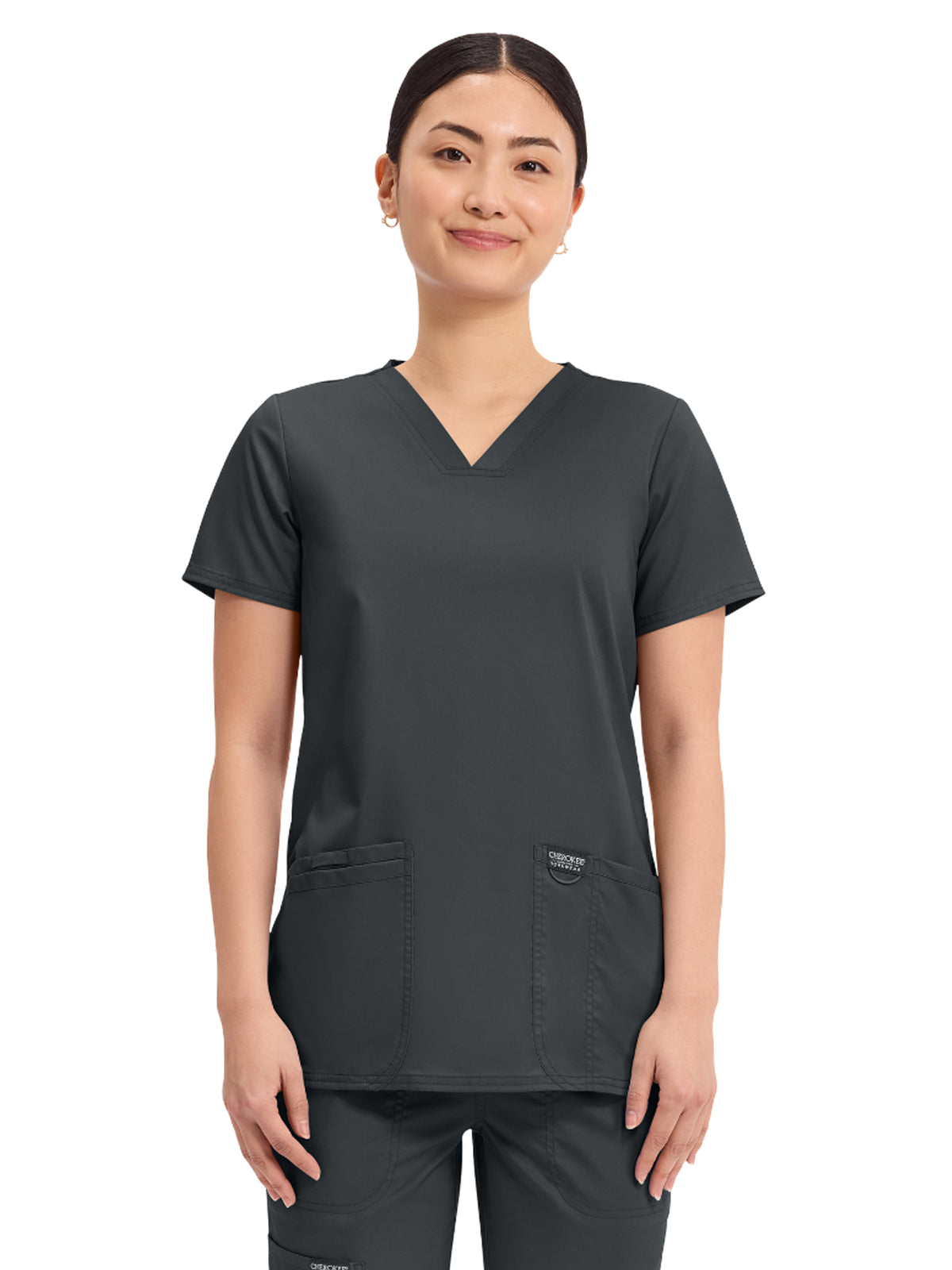 Women's 3-Pocket V-Neck Top - WW620 - Black