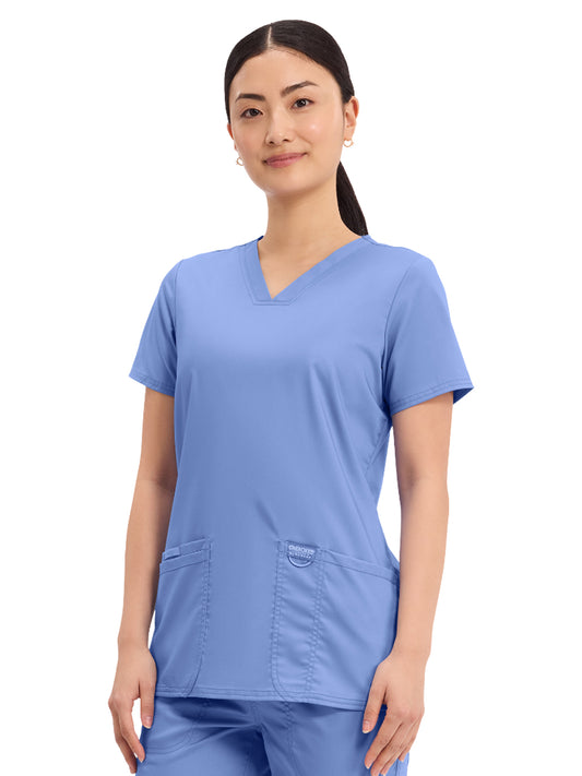 Women's 3-Pocket V-Neck Top - WW620 - Ciel