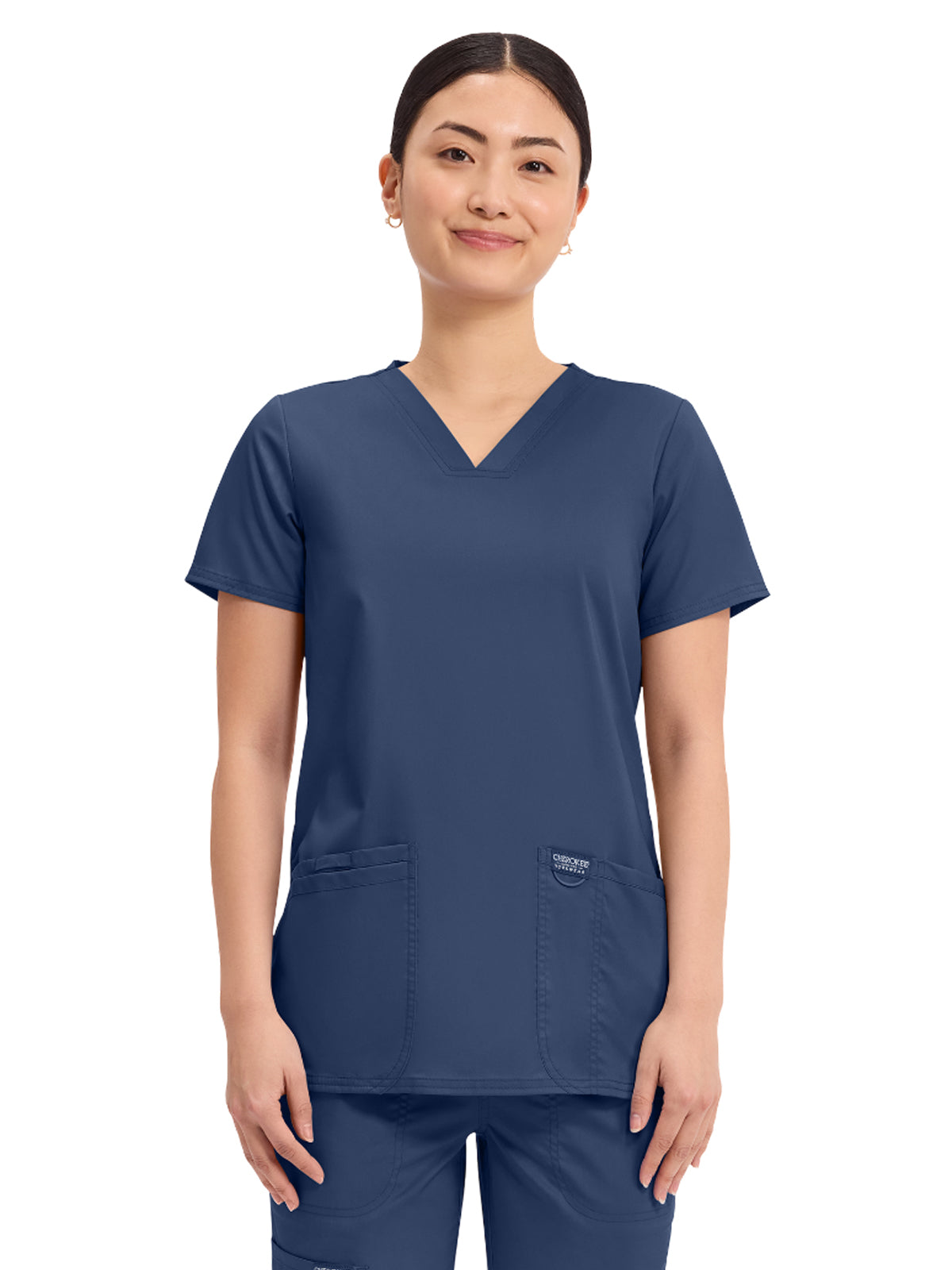Women's 3-Pocket V-Neck Top - WW620 - Navy