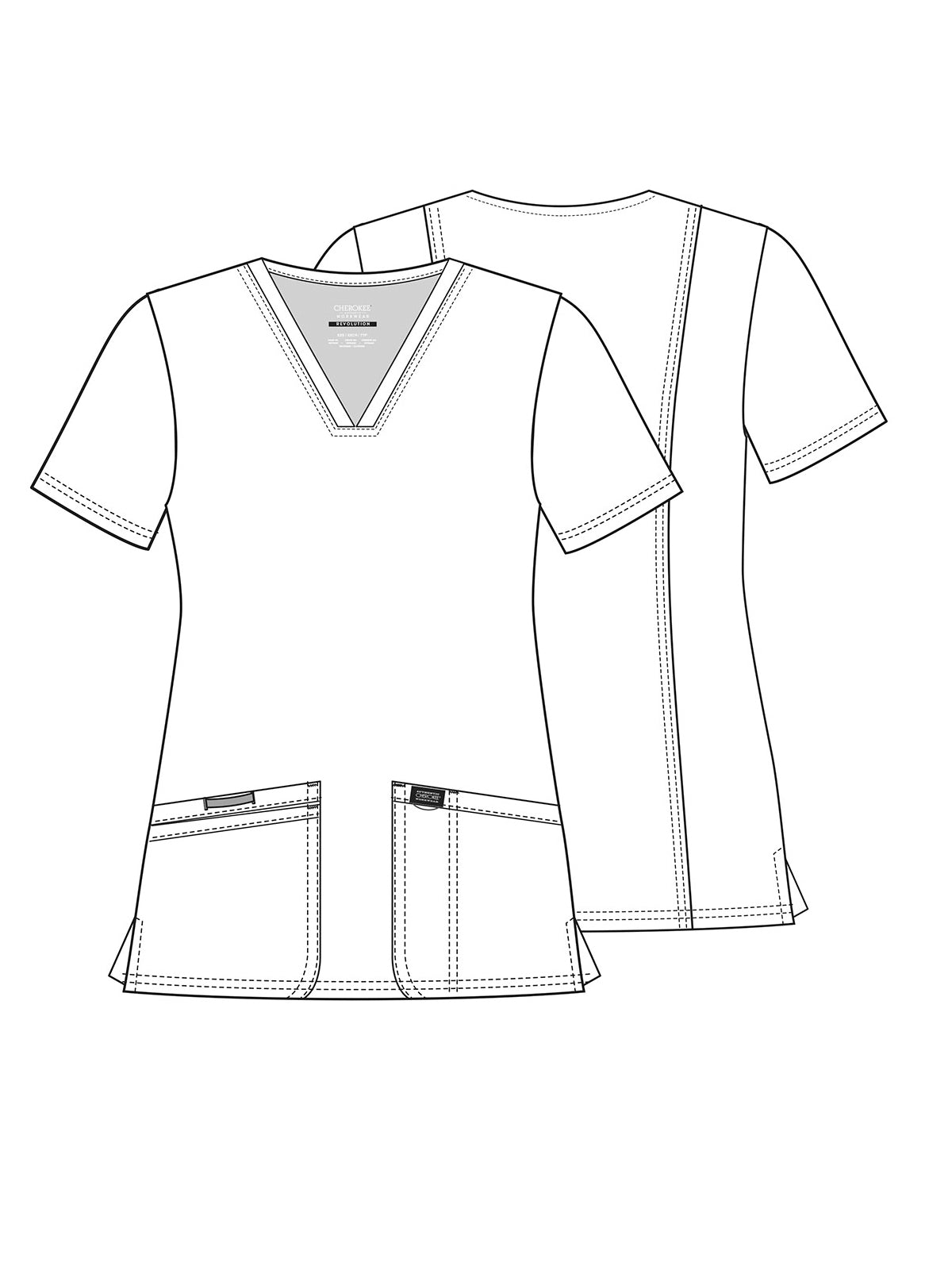 Women's 3-Pocket V-Neck Top - WW620 - Teal Blue