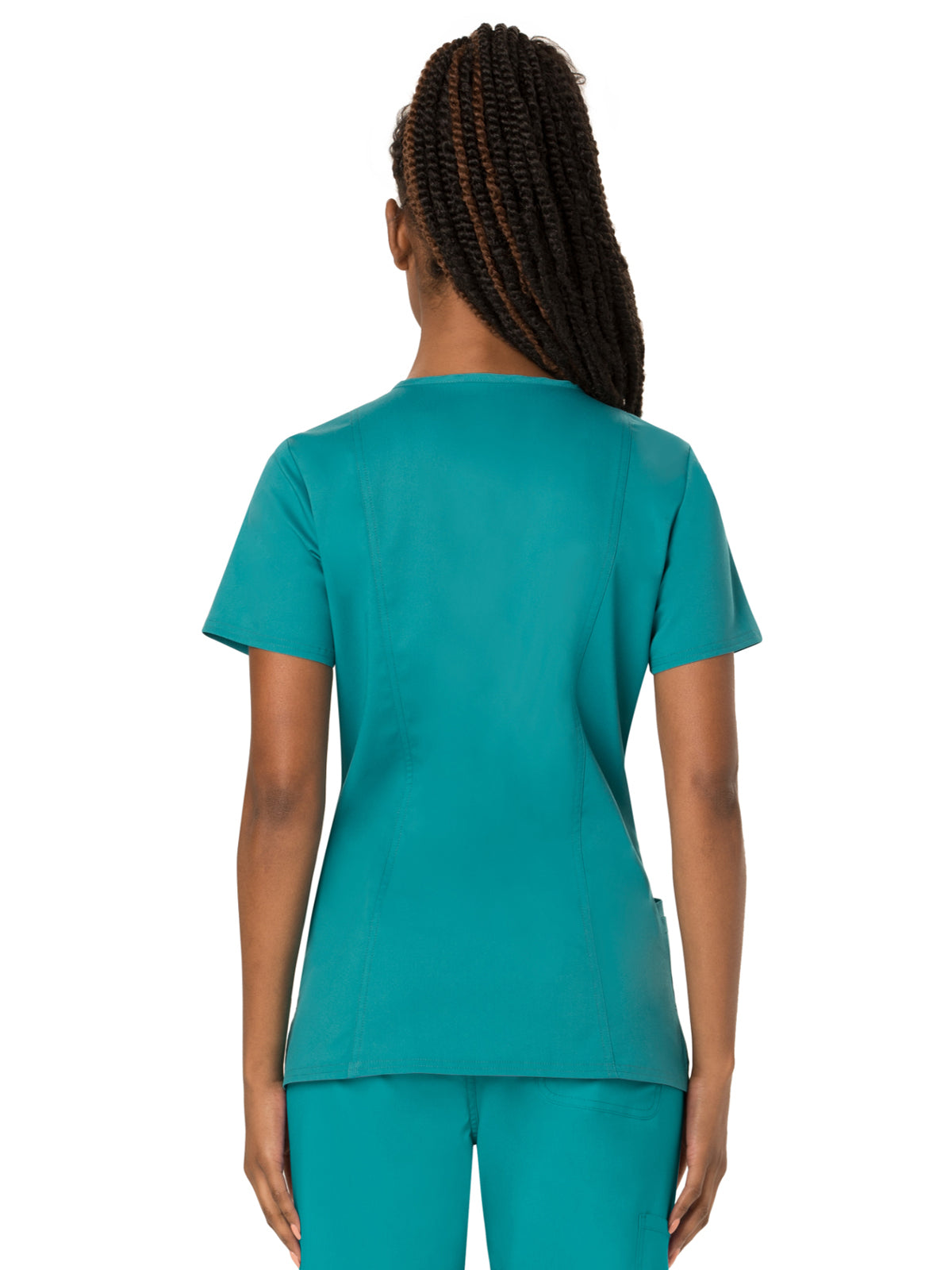 Women's 3-Pocket V-Neck Top - WW620 - Teal Blue