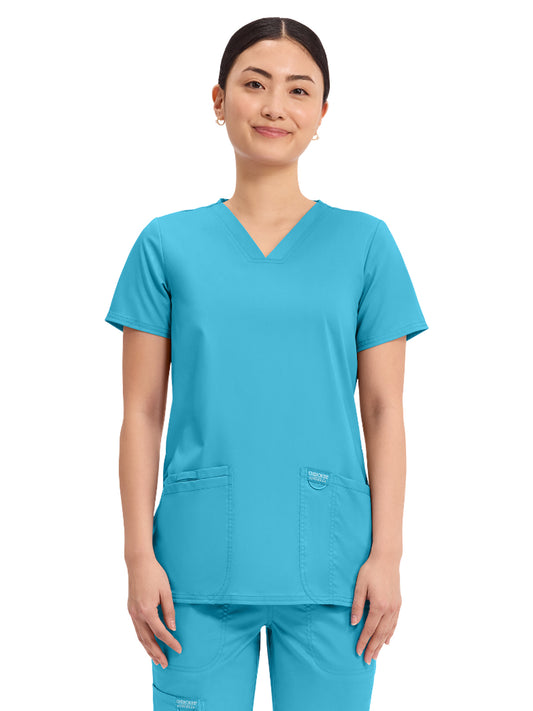 Women's 3-Pocket V-Neck Top - WW620 - Turquoise