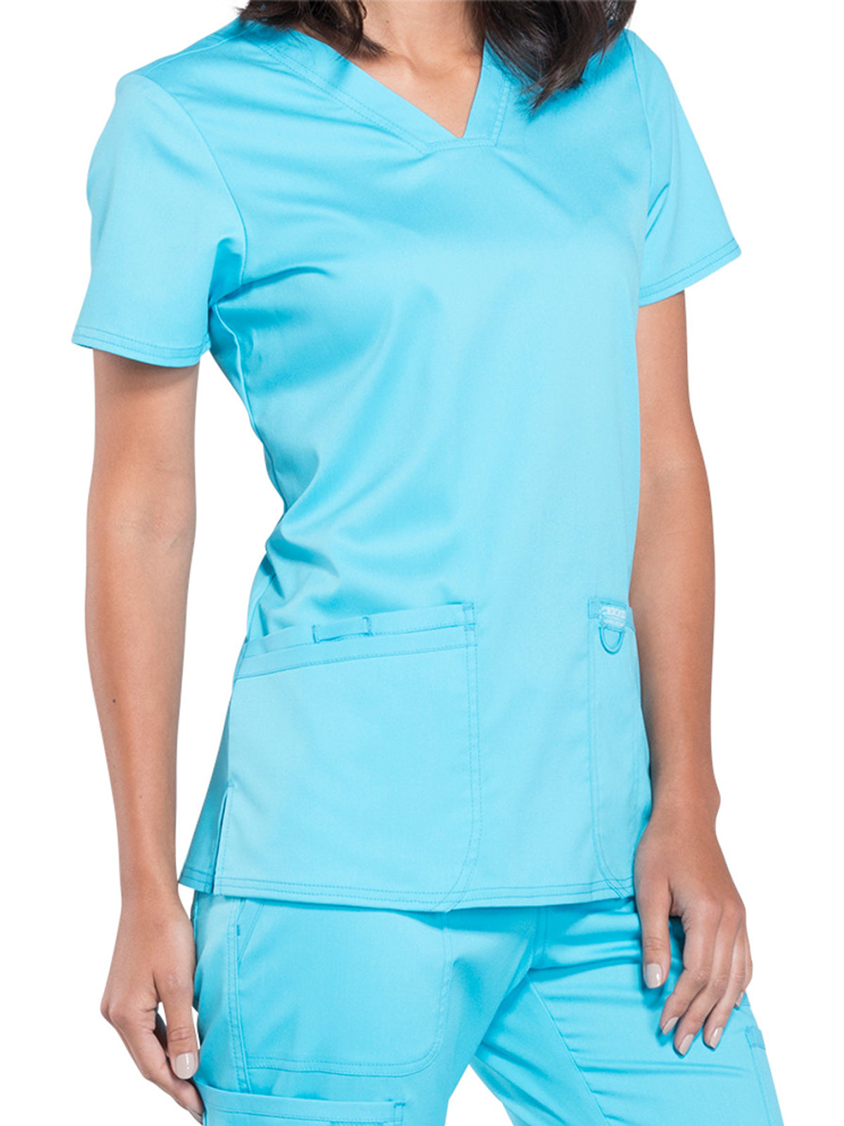 Women's 3-Pocket V-Neck Top - WW620 - Turquoise