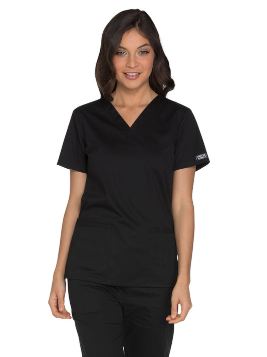Women's 3-Pocket V-Neck Top - WW630 - Black