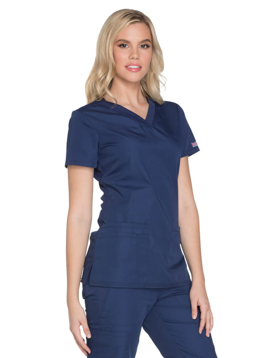Women's 2-Pocket V-Neck Top - WW645 - Navy
