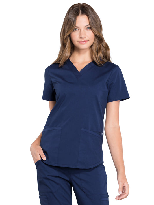 Women's 3-Pocket V-Neck Top - WW665 - Navy