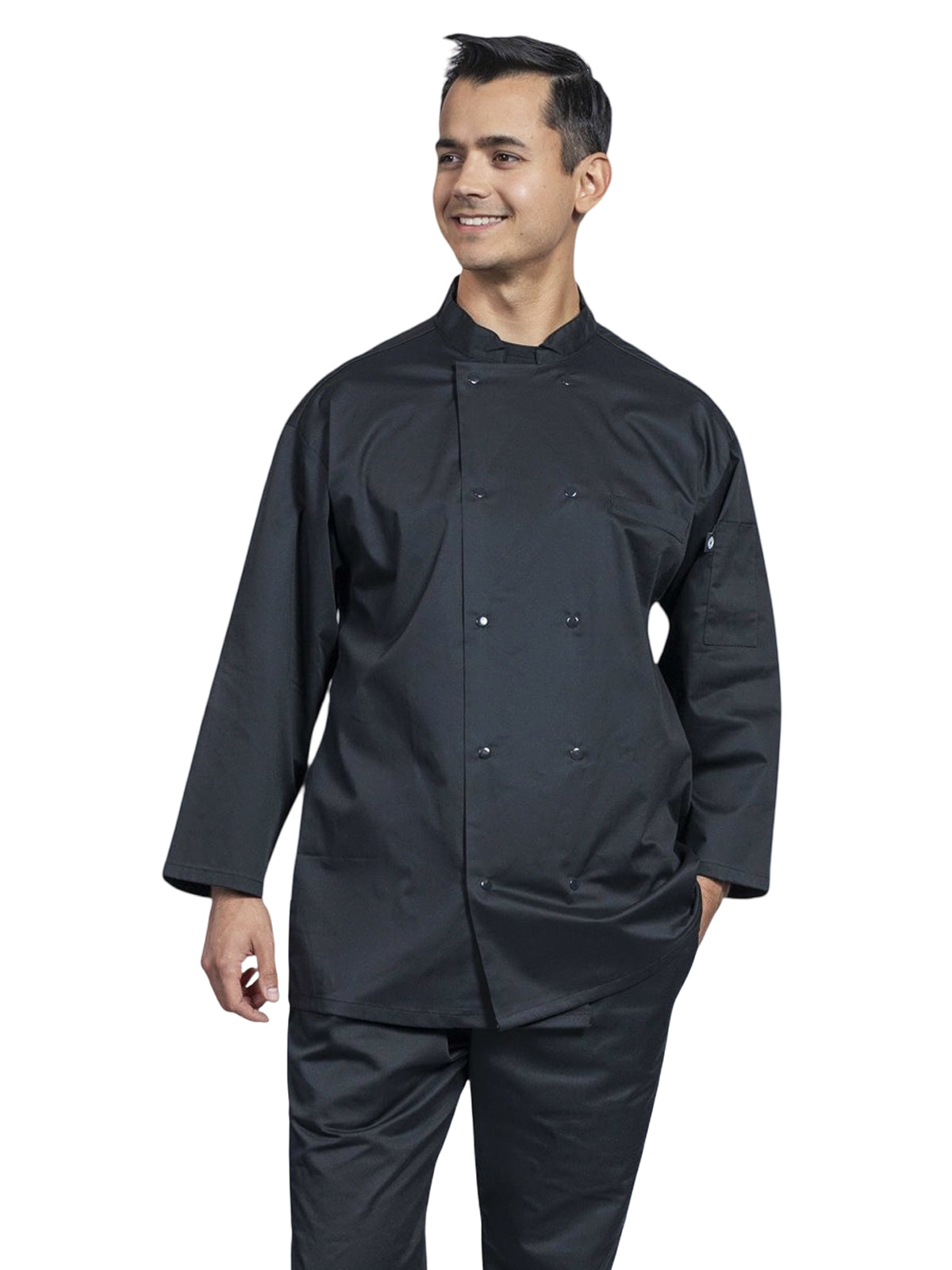 Treviso Unisex Two-Pocket Chef Coat - 0719 - Black
