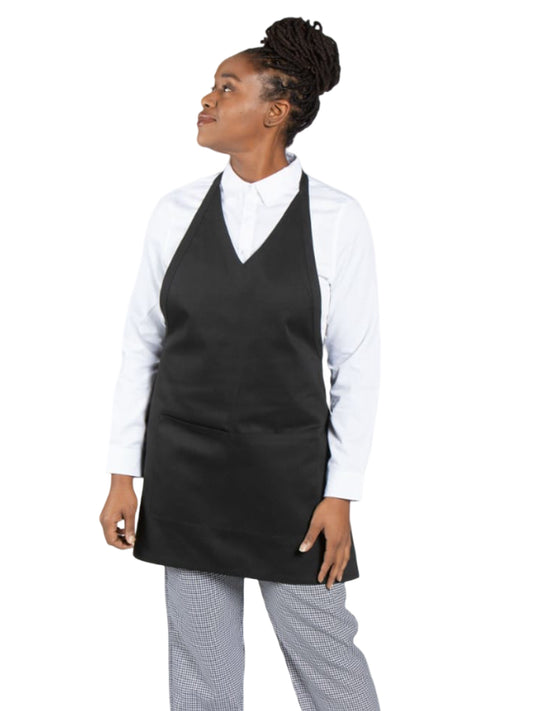 Unisex 2-Pocket Formal V-Neck Apron - 3041 - Black