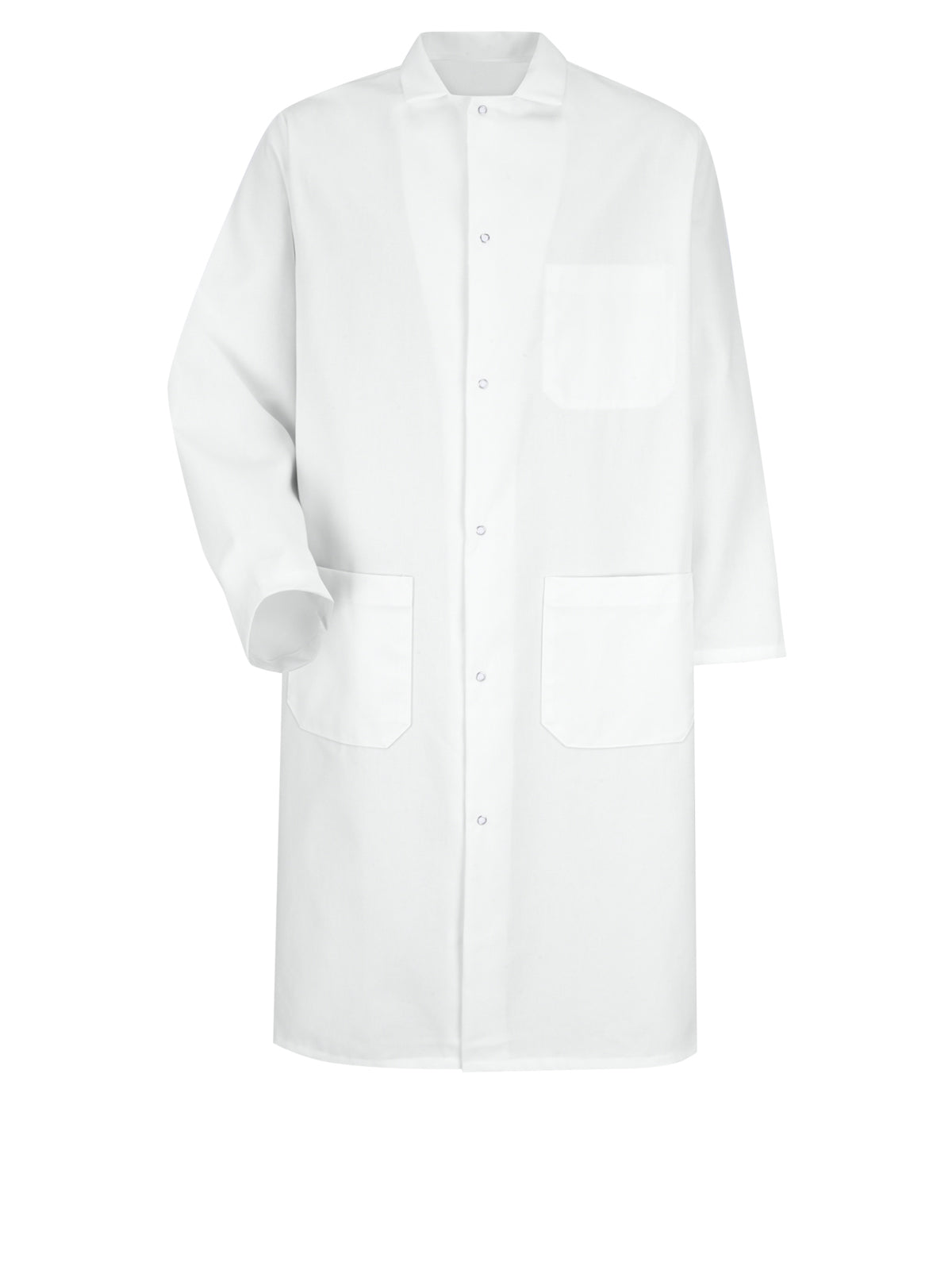 Unisex Gripper-Front Interior Chest Pocket 44.75" Butcher Frock - 4004 - White