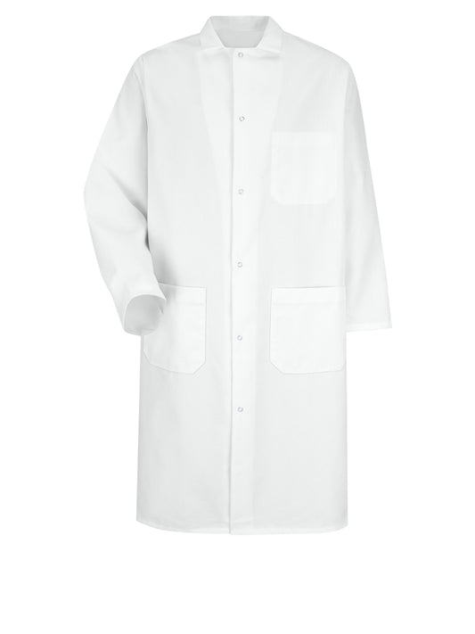 Unisex Gripper-Front Interior Chest Pocket 44.75" Butcher Frock - 4004 - White