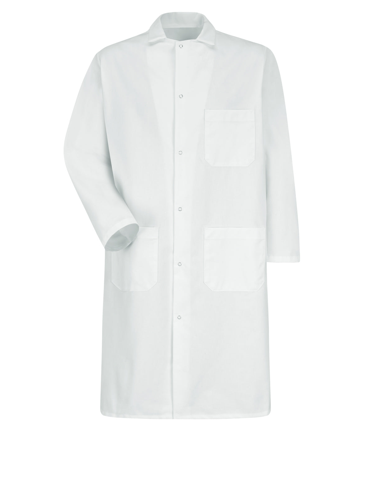 Unisex Gripper-Front Exterior Chest Pocket 44.75" Butcher Frock - 4016 - White