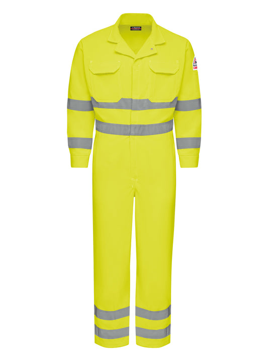 Men's Lightweight Flame-Resistant Hi-Visibility Deluxe Coverall with Reflective Trim - CMD8 - Hi-Visibility (Yellow)