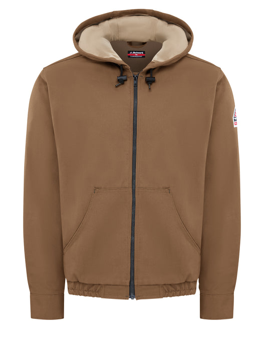 Men's Heavyweight Flame-Resistant Brown Duck Hooded Jacket - JLH4 - Brown Duck