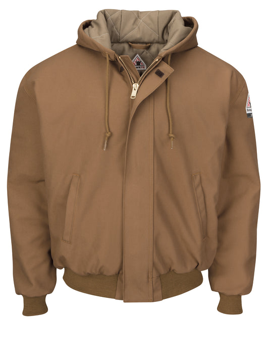 Men's Heavyweight Flame-Resistant Insulated Brown Duck Hooded Jacket - JLH6 - Brown Duck