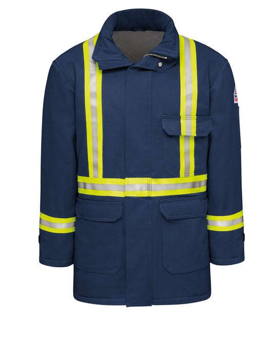 Men's Heavyweight Excel Flame-Resistant Comfortouch Insulated Deluxe Parka with Reflective Trim - JLPC - Navy