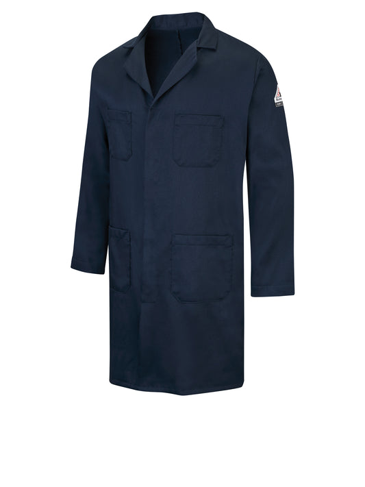 Men's Four-Pocket Flame-Resistant Concealed Snap-Flame-Resistant Lab Coat - KLL6 - Navy