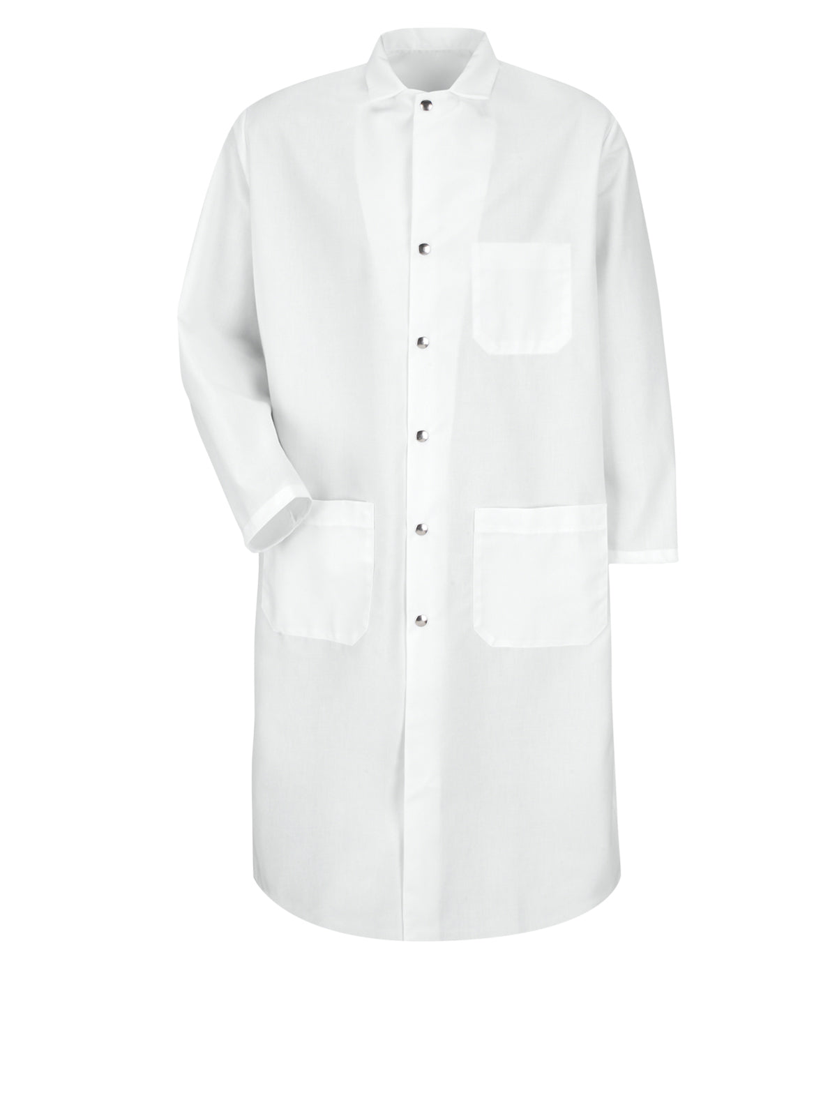 Unisex Snap-Front 45" Spun Polyester Butcher Coat - KS58 - White