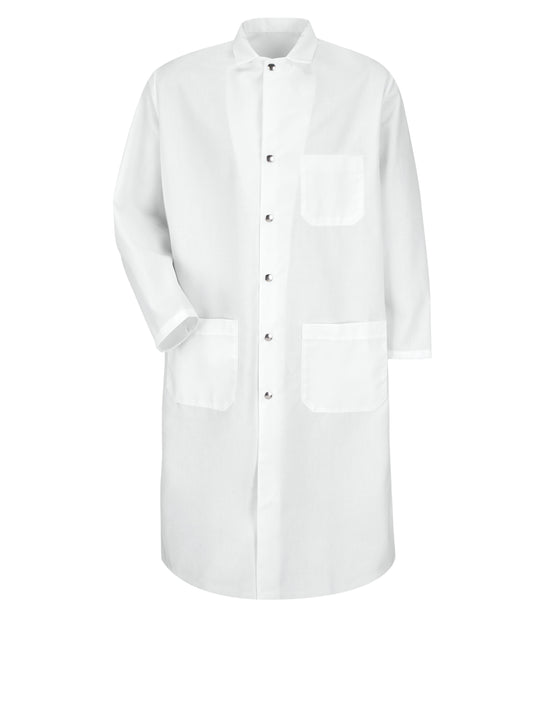 Unisex Snap-Front 45" Spun Polyester Butcher Coat - KS58 - White