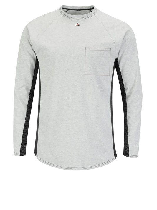 Men's Flame-Resistant Concealed Chest Pocket Long Sleeve Base Layer Shirt - MPS8 - Grey