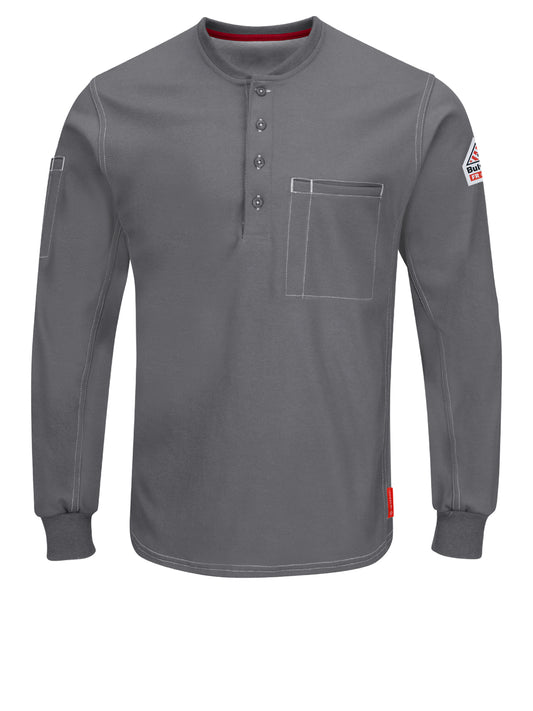 Men's Comfort Plus Flame-Resistant Knit Henley Shirt - QT40 - Charcoal