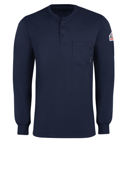 Men's Flame-Resistant Long-Sleeve Henley Shirt - SEL2 - Navy