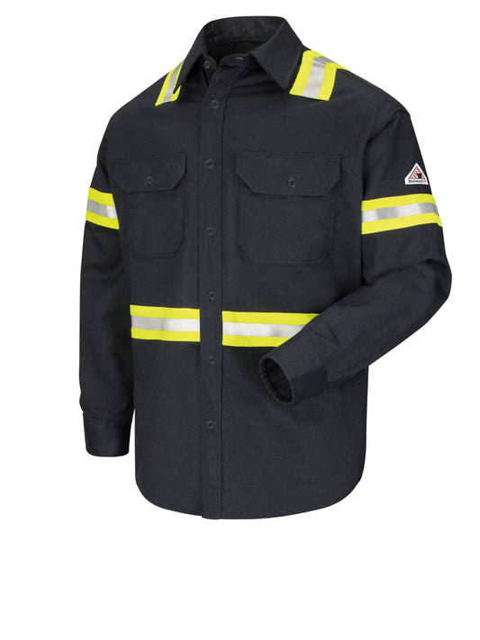 Men's Midweight Flame-Resistant Enhanced Visibility Uniform Shirt - SLDT - Navy