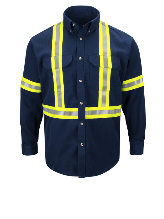 Men's Midweight Flame-Resistant Enhanced Visibility Uniform Shirt - SLUC - Navy