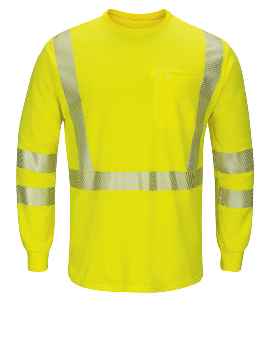 Men's Lightweight Flame-Resistant Hi-Visibility Long Sleeve T-Shirt - SMK8 - Yellow/Green