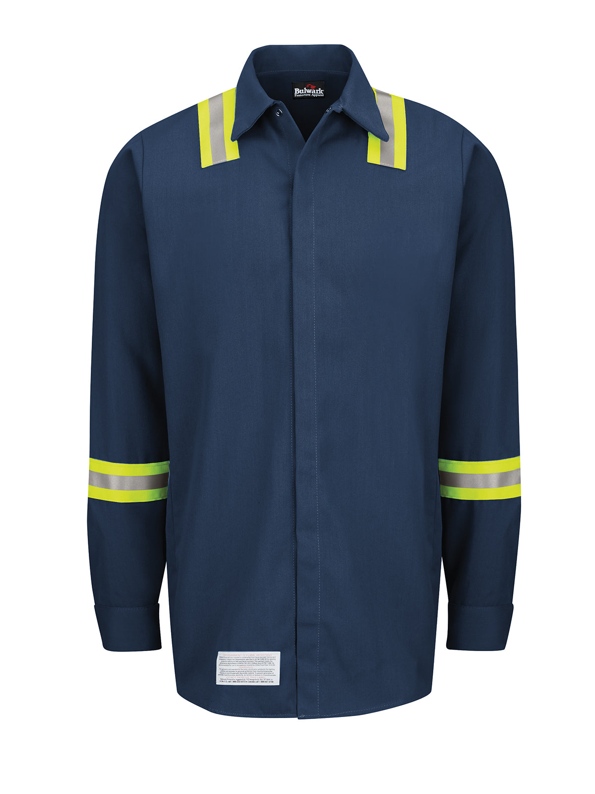 Unisex Enhanced Visibility Concealed-Gripper Pocketless Work Shirt - SMS6 - Navy