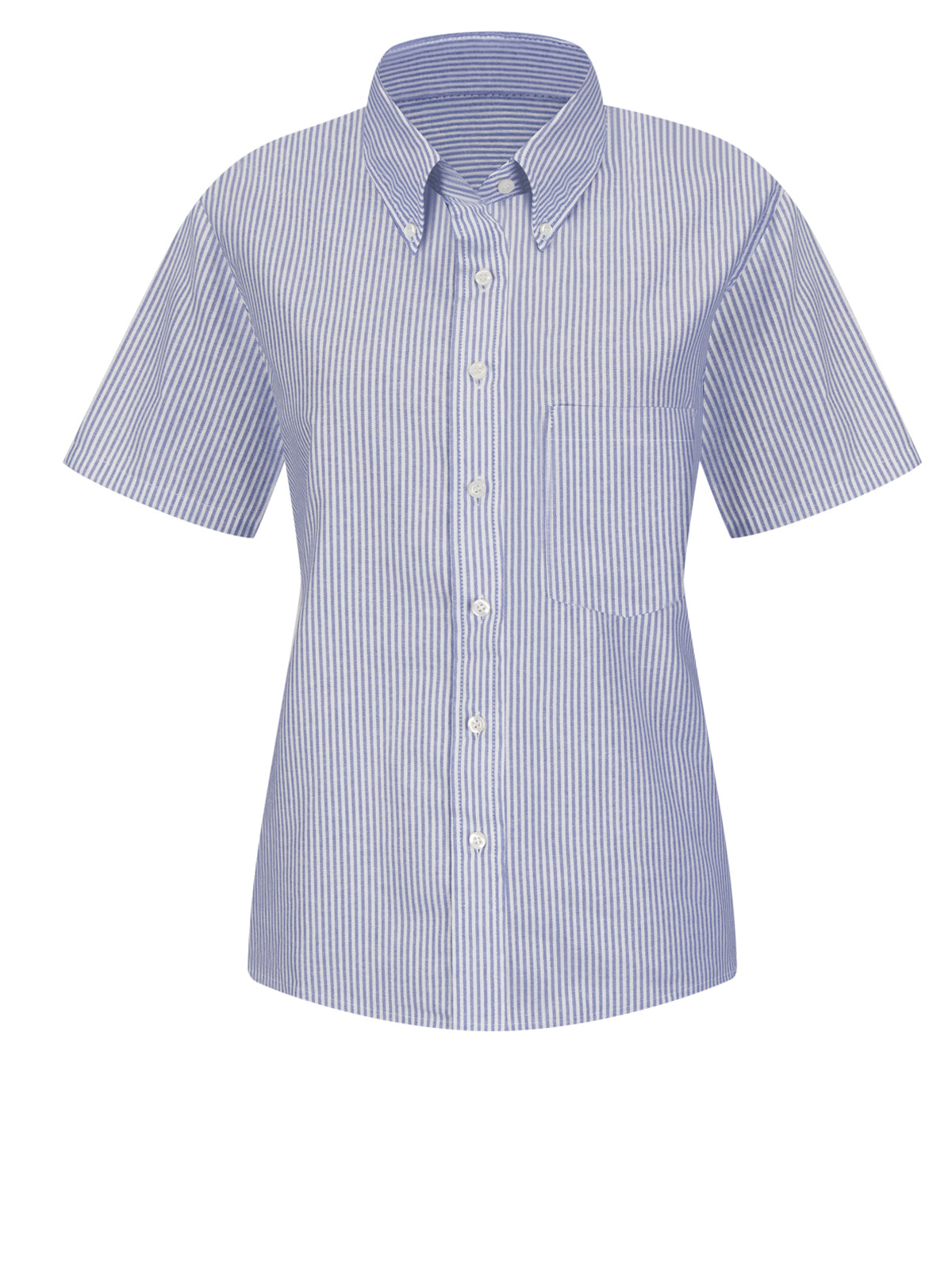 Women's Short Sleeve Executive Oxford Dress Shirt - SR61 - Blue/White Stripe