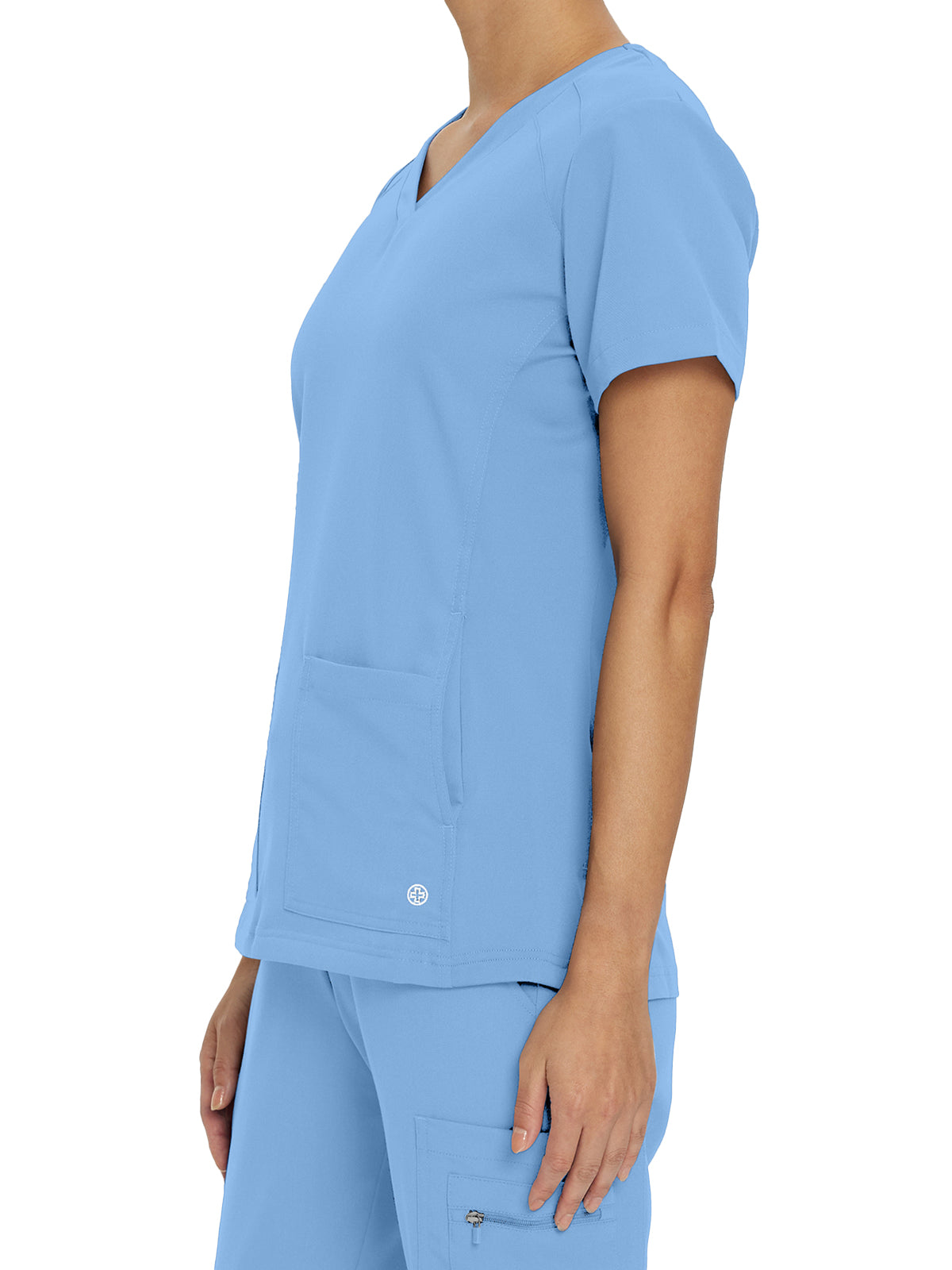 Women's 4-Pocket V-Neck Top - 950 - Ceil Blue