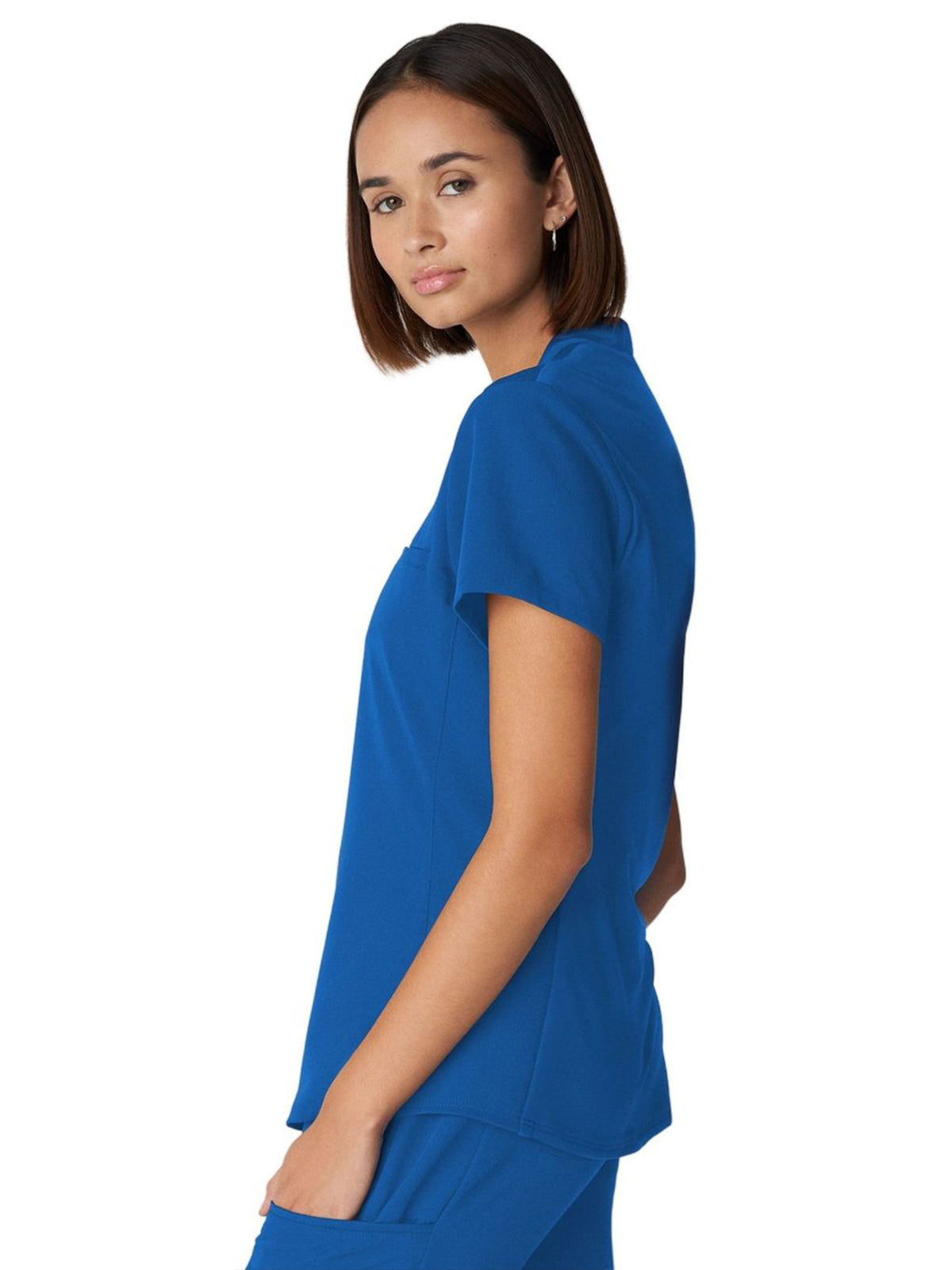 Women's 2-Pocket Wrinkle Resistant V-Neck Top - WT110 - Royal