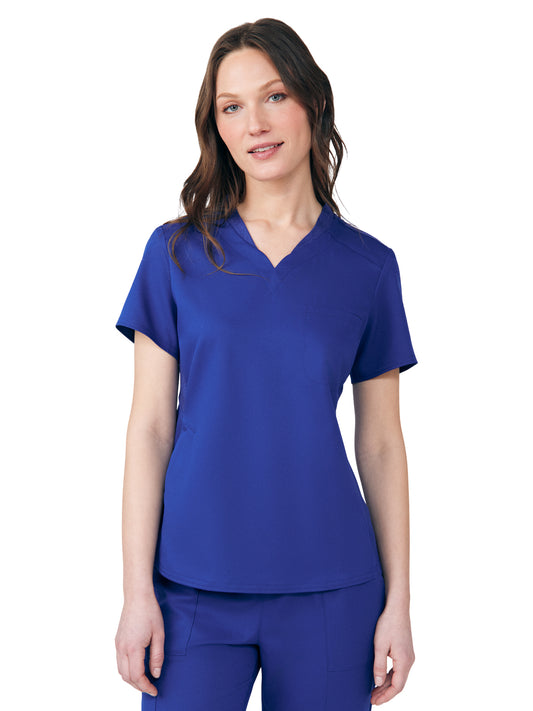 Women's Two-Pocket Knit Collar V-Neck Top - WT119 - Galaxy