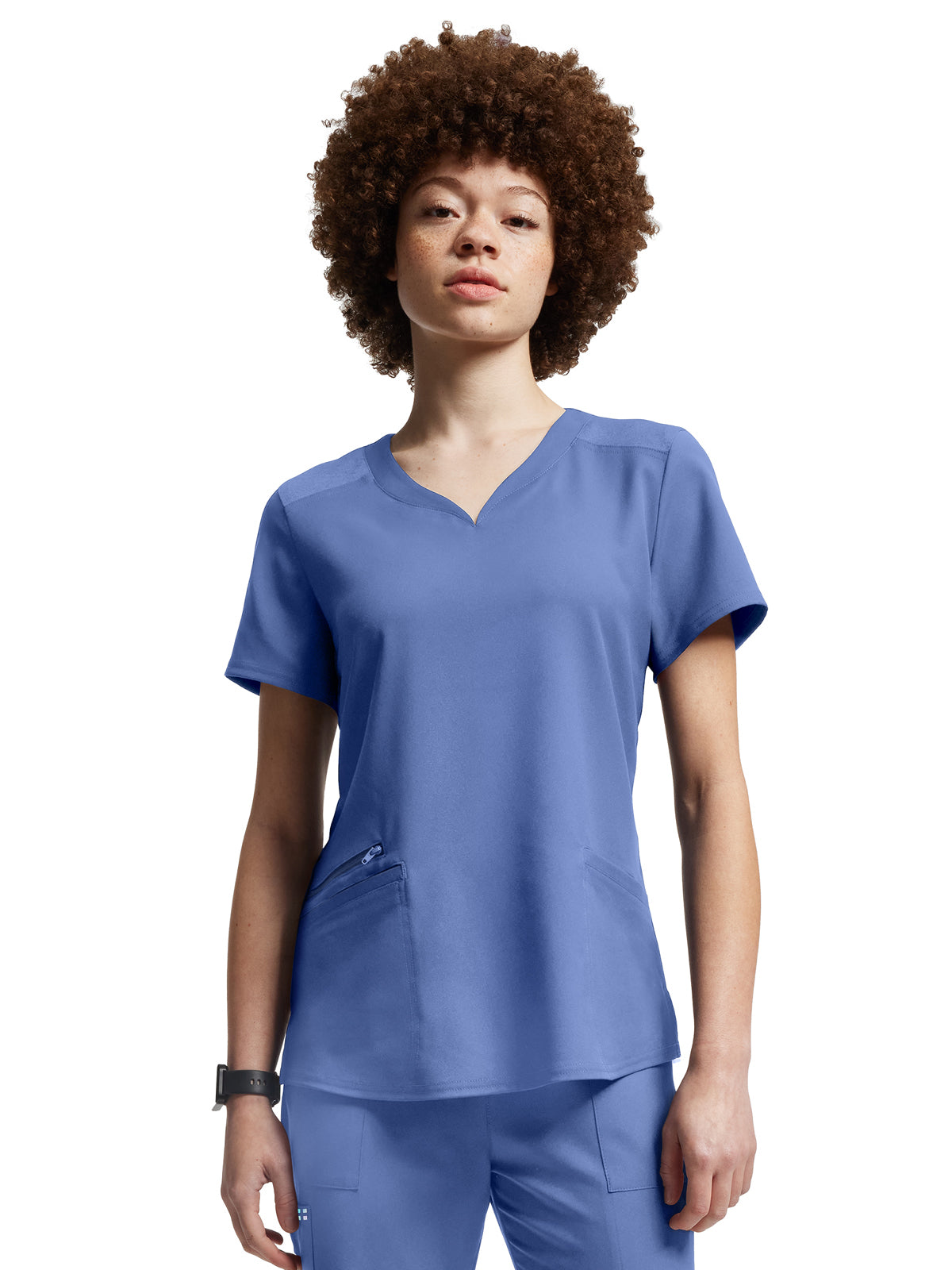 Women's Three-Pocket Curved V-Neckline Top - WT121 - Ceil