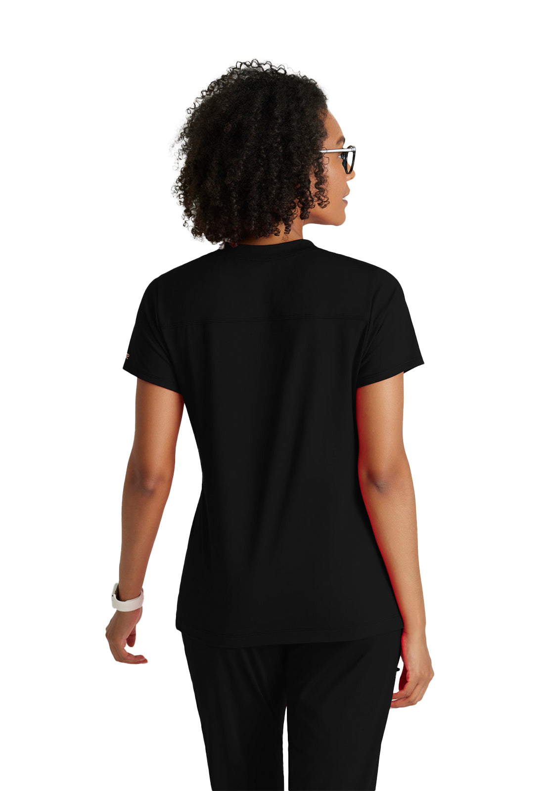 Women's 2 Pocket V-Neck Top - BOT209 - Black