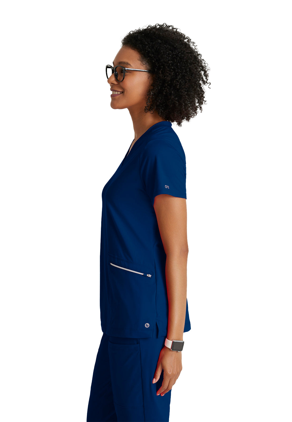 Women's 2 Pocket V-Neck Top - BOT209 - Indigo (Navy)