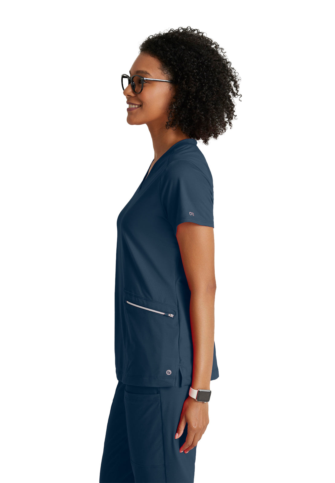Women's 2 Pocket V-Neck Top - BOT209 - Steel