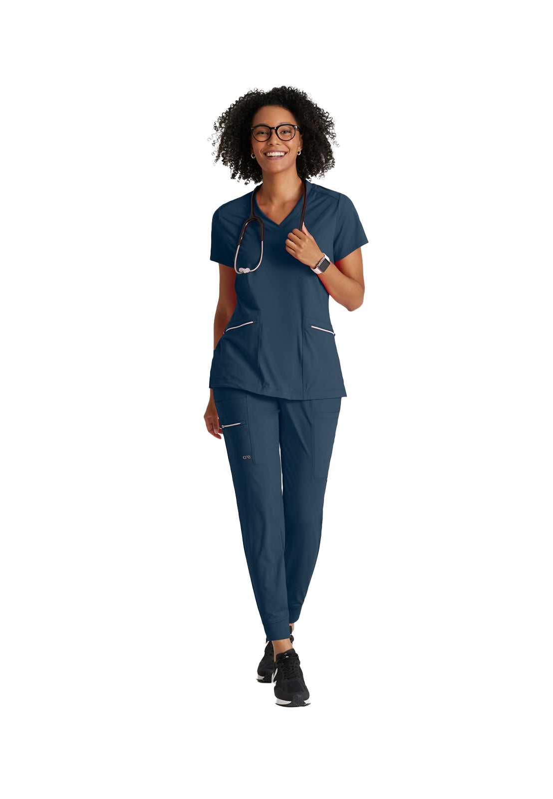 Women's 2 Pocket V-Neck Top - BOT209 - Steel