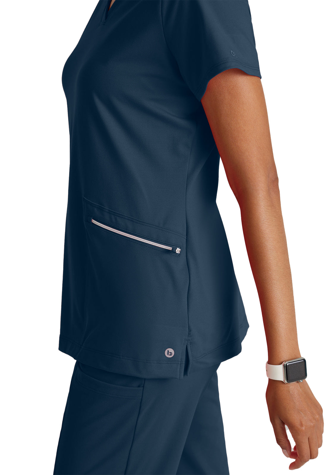 Women's 2 Pocket V-Neck Top - BOT209 - Steel