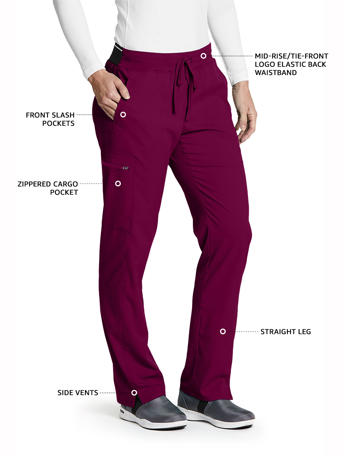 Women's Zip Cargo Pocket Kim Pant - GRSP500 - Wine
