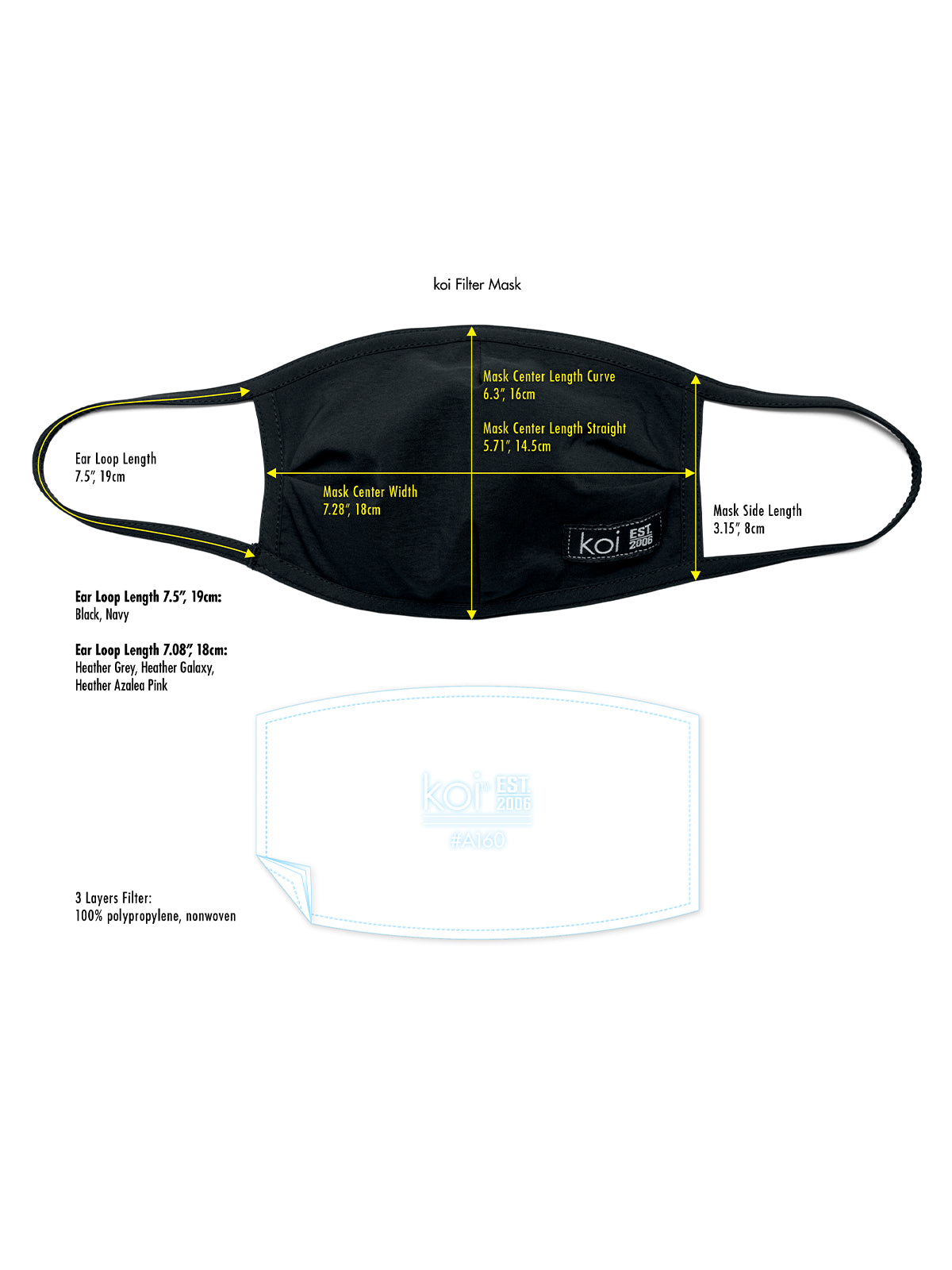 Replaceable PM2.5 Activated Filter Fashion Face Mask - A159 - Black