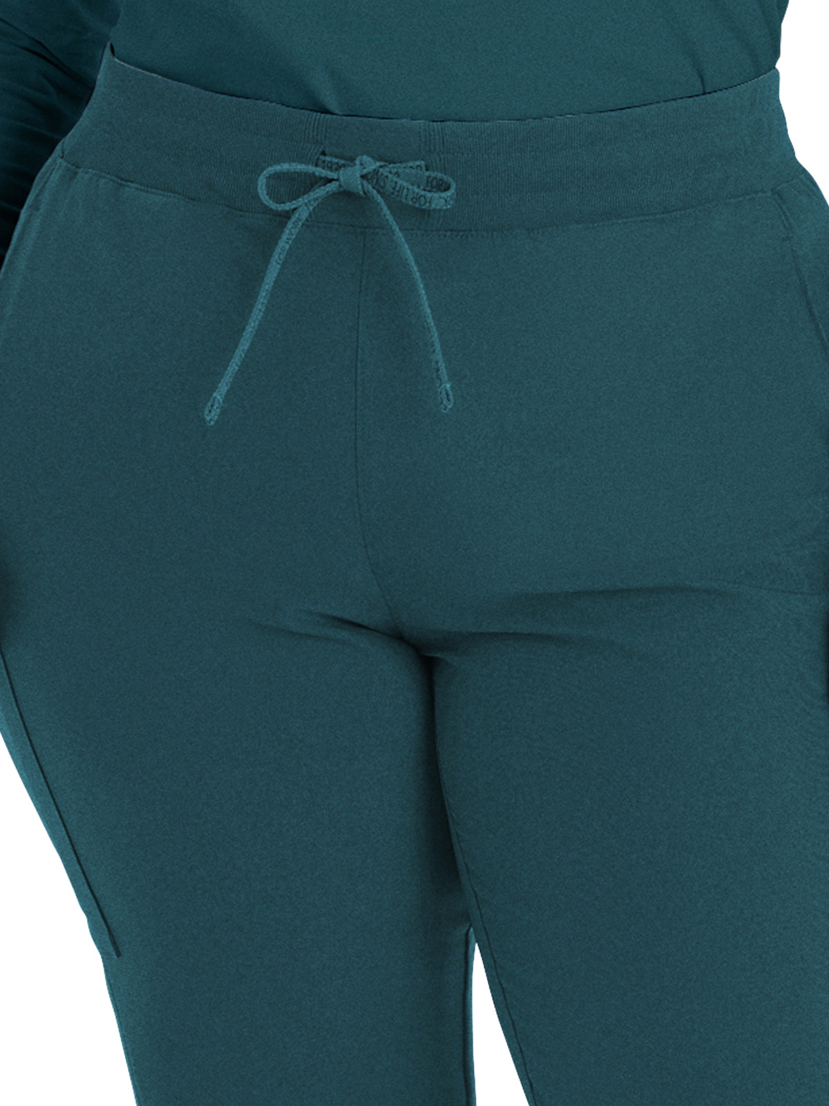 Women's 7-Pocket Mid-Rise Rib-Knit Elastic Waist Cargo Pant - LB400 - Caribbean