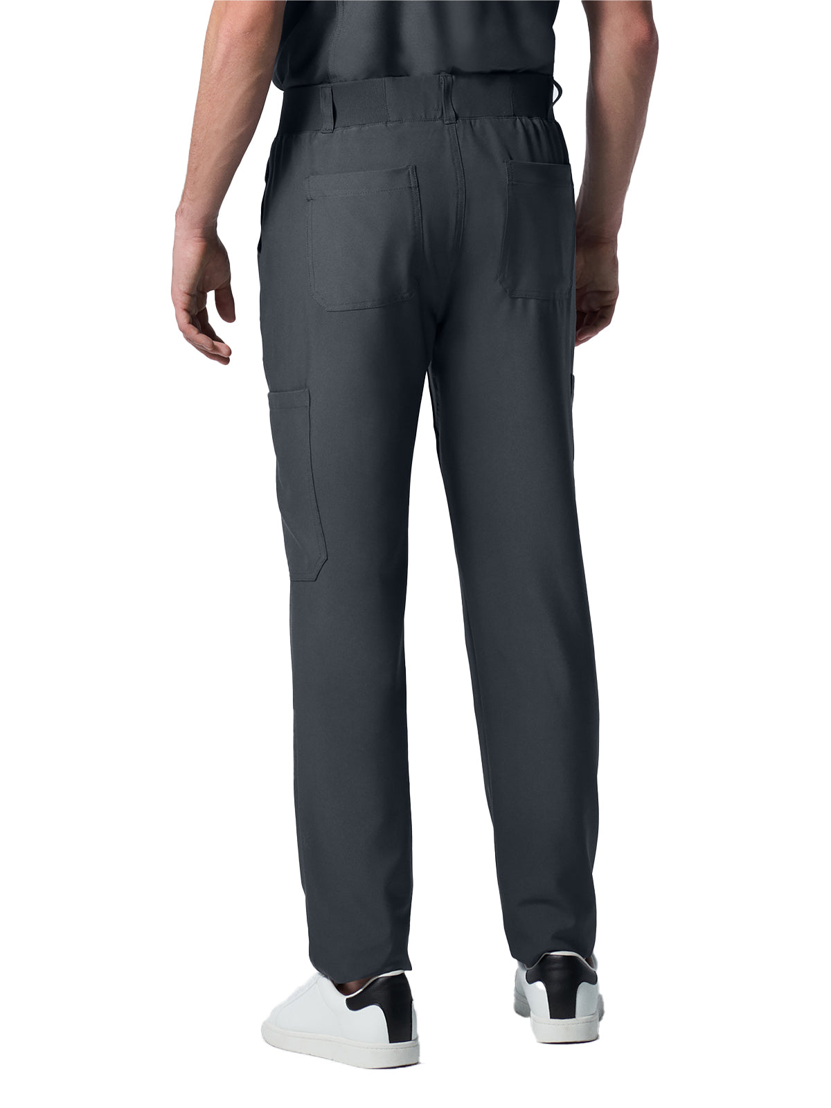Men's 8-Pocket Mid-Rise Rib-Knit Elastic Waist Cargo Pant - LB410 - Pewter