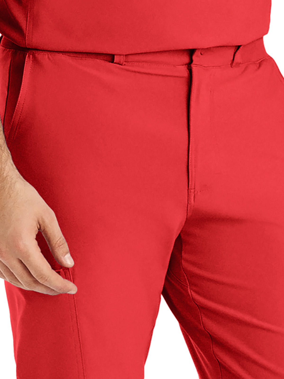 Men's 8-Pocket Mid-Rise Rib-Knit Elastic Waist Cargo Pant - LB410 - Red