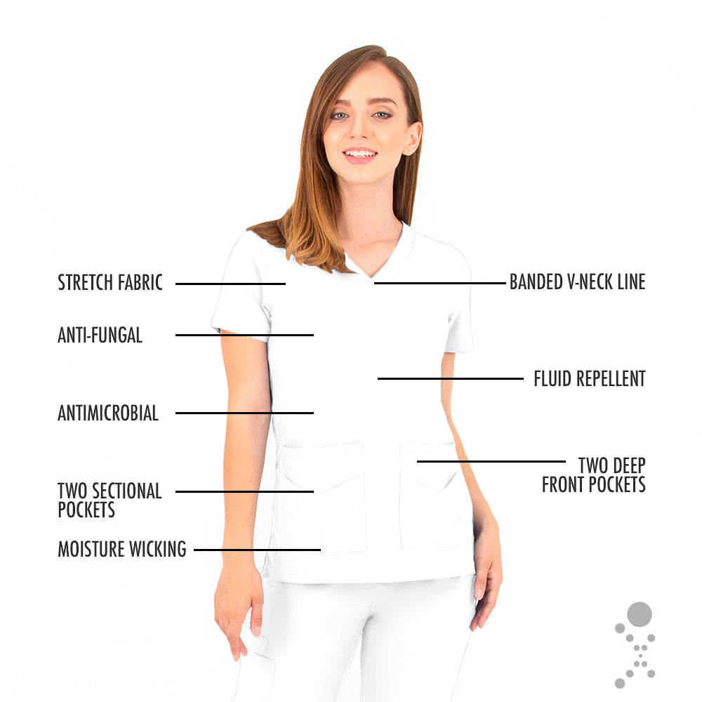 Women's V-Neck Top - 1416 - White